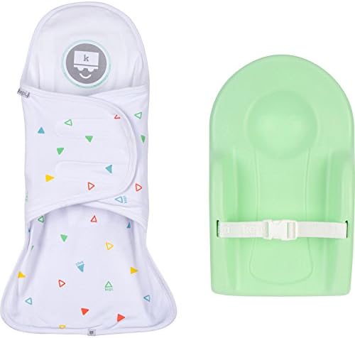 KepiKepi Baby Support System for Newborns and Infants – Blanket Wrap Swaddle and Infant Floor Seat Dock, Patented and Safe for Head, Neck, Spine, Hip Support (Multi Color Triangles/Mint Dock)