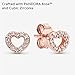 PANDORA Open Heart Stud Earrings - Great Gift for Her - Stunning Women's Earrings - 14k Rose Gold & Cubic Zirconia