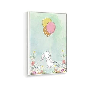 Framed Canvas Wall Art for Living Room, Bedroom Cartoon Bunny Canvas Prints for Home Decoration Ready to Hanging - 16x24 inches