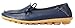 Serene Womens Dark Blue Leather Cowhide Casual Lace Up Flat Driving Shoes Boat Slip-on Loafers - Size 9