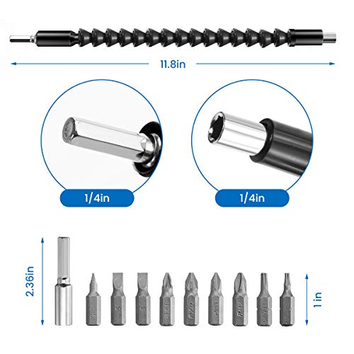 13 pcs LIUMY Flexible Extension Soft Shaft, Drill Bit Extension Shaft Set, 11.8 Inches Magnetic Hex Screwdriver Soft Shafts, for Electrical Screwdriver or Batch Head Connecting Rod Multi-angle Work