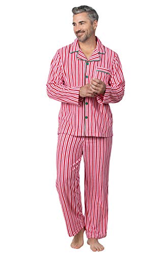 PajamaGram Christmas Pajamas for Men - Warm Mens Fleece Pajamas, Red/White, MD