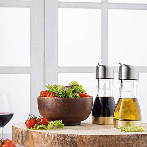 MITBAK Exquisite Oil & Vinegar Dispenser Set (7.5 Oz) | No Drip Acrylic Cruets for Oil, Vinegar, Salad Dressing, Soy Sauce & More | Functional, Leakproof Oil Dispenser Bottle for the Kitchen