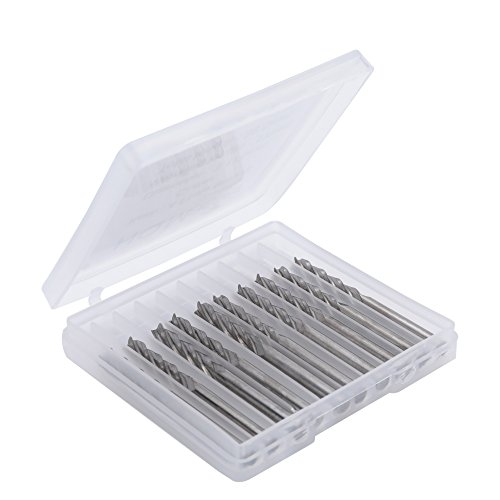 HQMaster 1/8"(3.175mm) Shank Dia. End Mill 4 Flutes CNC Cutter Spiral Router Bits Cutting Milling Set Tool Tungsten Steel Upcut Bit 17mm Flute Length, 38.5mm OAL, 10 Pack