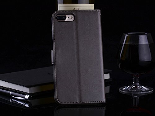 Scheam iPhone 7 Plus iPhone 8 Plus Wallet Leather Case Protective Durable Phone case Shell Folio flip Cell Phone Cover Bag Card Slots,Cash Pocket,Grey