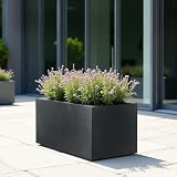 IDEALIST 60cm Large Trough Planter Dark Grey Fibrestone Drainage Holes L60 W30 view 4