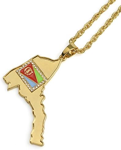 Map of Ethiopia pendant necklaces jewellery gold color africa country map jewelry (Map of Ethiopia)