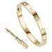 QUEEN JULIA Gold Bracelets for Women Couples Bracelets Titanium Steel Love Bracelet Pulseras de Mujer Valentines Wedding (GoldCz7.5')