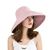 iHomey Women Wide Brim Sun Hats Foldable UPF 50+ Sun Protective Bucket Hat Pink
