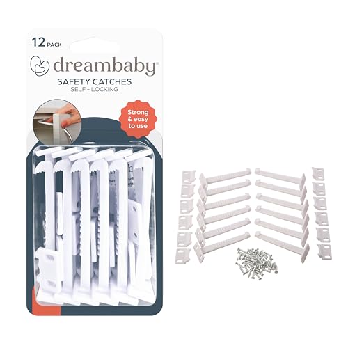 Dreambaby Safety Catches for Cabinets and Drawers, Childproofing Baby Locks, 12 Count (Pack of 1)
