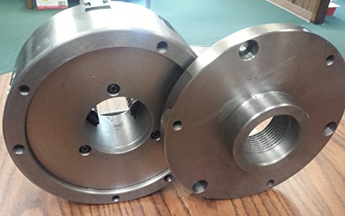 8" 3-JAW SELF-CENTERING LATHE CHUCK top & bottom jaws, w. 2-1/4"-8 adaptor plate