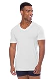 Men's V-Neck Undershirt Single Pack - Lounge Tee in Bamboo Viscose (Natural White, X-Large/Tall) Popular Gifts for Dad Husband Son MB6002-NWH-XLT