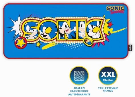 Gaming Mouse Pad ESG Sonic Tapis Gaming (Format XXL, Base en Caoutchouc antidérapante, Anti-Slip Rubber Base) (Classic)