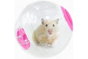 WNZQK Hamster Ball 6" Crystal Running Ball for Hamsters Hamster Exercise Wheels Run-About Exercise Fitness Wheels Small Animal Toys Chinchilla Cage Accessories Running Ball for Dwarf Hamster (L, Pink B)