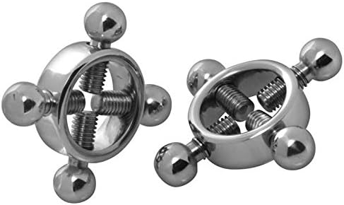 The Bondage Locker Gimp Fetish Slave Steel Rings of Fire Nipple Clamps Toys, Silver