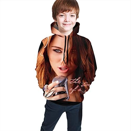Ayaateg Miley Cyrus Boys and Girls 3D Panoramic Print Hooded Sweatshirts Black