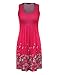 OMEYA WL Women's Summer Casual Loose Mini Dress Print Pleated Sleeveless Sundress A-Line Beach Dresses (S, Rose Red)