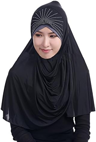 ムスリム 帽子 女性 ヒジャブ ロング レディース イスラム教徒 服装 おしゃれ ヘッドカバー キラキラ クリスタル付き バンダナキャップ 汗止め ヘッドスカーフ 室外 散歩 フォーマル