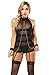 QueenMoon Sexy Lingerie for Women for Sex, Fishnet Babydoll Halter Sleepwear Mesh Chemise Bodysuit Sheer Outfits,(Color: A Style-free Size-black) One Size fits Most