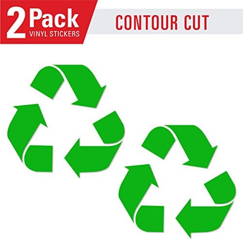 Recycle Symbol Sticker Decal (5in x 5in 2 Pack) to Organize Trash cans or Garbage containers and Walls -Countour Cut - Small Green Sticker