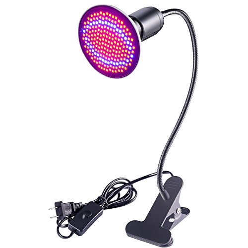 LED Grow Light D-FLIFE 200 LED 18W Replaceable Grow Bulb Mental Clip Plant Lamp with 360 Degree Goose-Neck for Indoor Plants Gardening Greenhouse Hydroponic