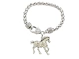 Galloping Horse Clear Crystals Fashion Lobster Claw Bracelet Jewelry