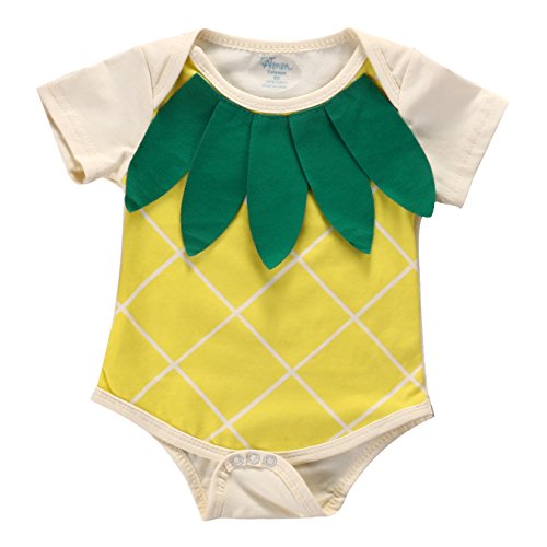 Baby Boys Girls Pineapple Bodysuits Toddler Short Sleeve Rompers Outfits Yellow