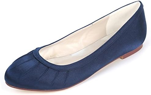 Elobaby Women's Wedding Shoes Round Head New Satin Closed Toe Bridesmaid Dress /0.6cm Heel
