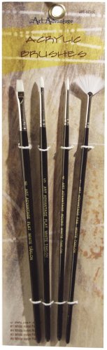 Art Advantage White Nylon Acrylic Brush Set, 4-Piece