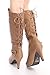 Top Moda Womens Page-65 Knee High Round Toe Lace-Up Slouched High Heel Boots,Taupe,9