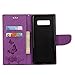 Samsung Galaxy Note 8 Case, ARSUE Shock Absorbing Premium Soft Flip Folio [Kickstand Feature] PU Leather Wallet Butterfly Flower Case with ID&Credit Card Pockets for Samsung Galaxy Note 8,Purple/Bling