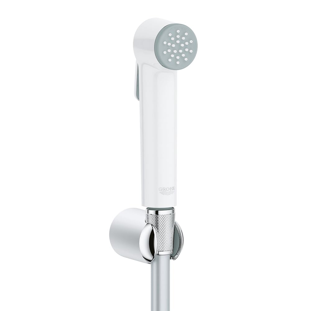 GROHE Tempesta-F Trigger Spray 30 Wall Holder Set with Trigger Control Hand Shower Easy-Clean Design In Durable Chrome and Pure White Finish Twistfree Hose Made In Germany 27812IL1