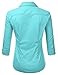 Doublju Basic 3/4 Sleeve Cotton Button Down Collared Shirts For Women With Plus Size