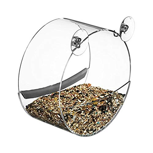 Tedunaxxme Transparent Round Bird Feeder Food Container Suction