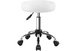 BFTOU White Classic Swivel Stool with Wheel Perfect for Salon Work Home SPA Shop Height-Adjustable and Cost-Effective Rolling Stool Chair Small