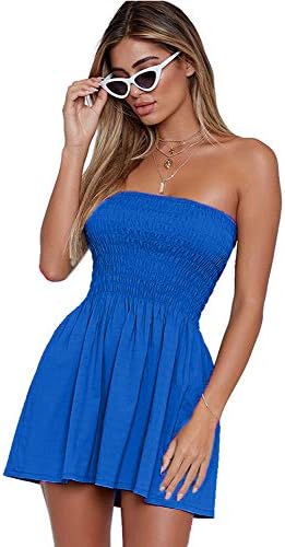 Angelegant Tube Top Dress Women Sexy Strapless Mini Dress Sleeveless Summer Dresses