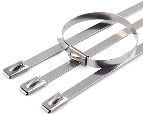 CooTie 50 Pack Stainless Steel 304 Solid Exhaust Wrap Locking Cable Ties 11.8 Inches