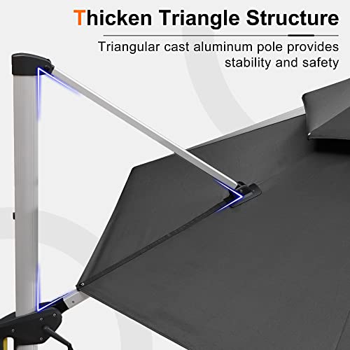 PURPLE LEAF 12 Feet Double Top Round Deluxe Patio Umbrella Offset