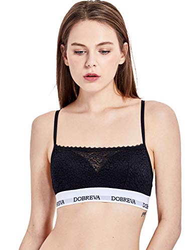 DOBREVA Women's Lace Camisole Bra Pullover Soft Light Padded Non-Wired Bralette
