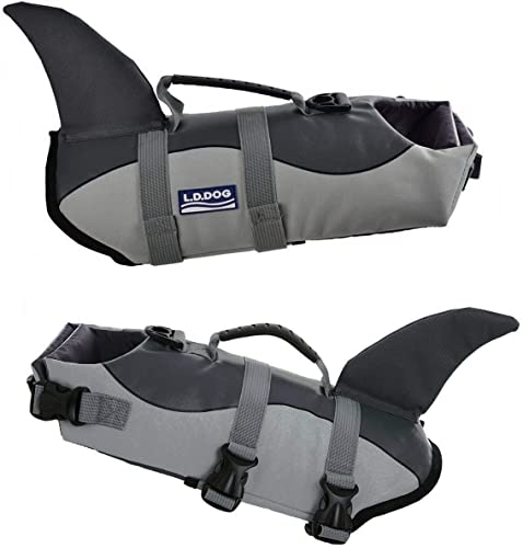 Dog Flotation Vest - Adjustable Life Vest with Handle - Pet Life Jacket (Grey, S)