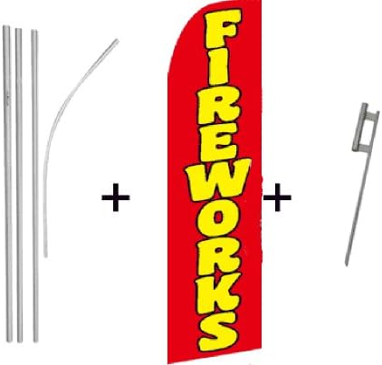 Fireworks (Red) Quantity 3 Super Flag &amp; Pole Kits