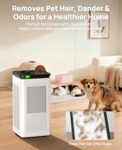Air Purifiers for Home Large Rooms up to 3500 Ft², H13 True HEPA 0.1 Micron 99.97% Filtration with Carbon Filter, 235 CFM CADR, for Pollen, Pet Odor, Smoke, VOCs, 30dB Sleep Mode, PM2.5 Display
