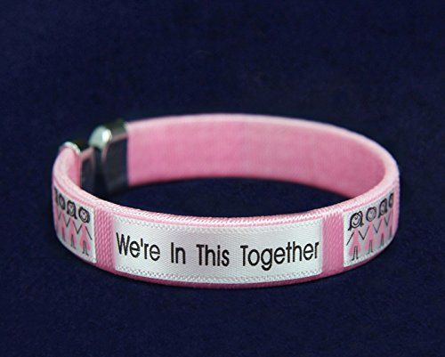 25 We're in This Together Pink Ribbon Bracelets (Wholesale Pack- 25 Bracelets)