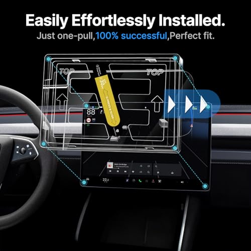 CYBERBEANS 16 inch + 8 inch screen protector for Tesla Model y Juniper 2026 | Tempered Glass Accessories Anti-Fingerprint, Bubble-Free, 9H Hardness, With Installation Kit