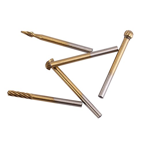 20pcs 1/8inch Shank HSS Titanium Coating Rotary Burr Routing Bit Set Milling File Cutter Woodworking Carving Tools
