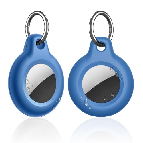 SUPFINE Design for Airtag Holder Waterproof,2 Pack Air Tag Keychain,Full Body Protective Tracker Case with Loop Key Ring for Apple Tags,IPX8 Cover for Wallet,Luggage,Cat,Dog,Pets,for Item Finder(Blue) at Amazon