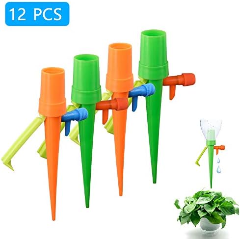 ZAHEMES Plant Water Spikes, Automatic Water Spike for Plants with Control Valve Switch and Anti Collapse Bracket,Plant Self Watering Spikes Applying for Indoor Outdoor Potted Plant Flower (12 PCS)