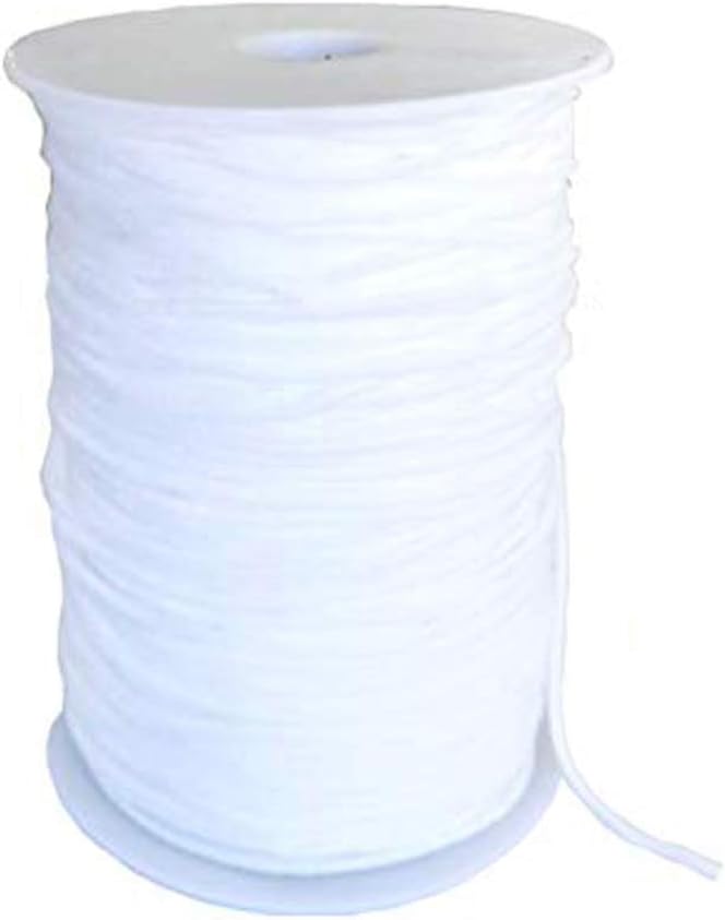 KARELIFE Gummikordel 3MM 120M Gummiband für Maske, Runde Masken Elastische Elastic Linie Gummilitze Elastikband, Rundgummi Stricknäharbeiten DIY, 130 Yards, Weiß