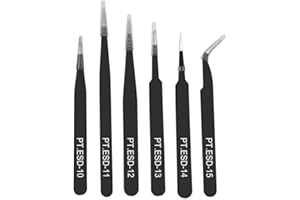 6pcs Anti-static Stainless Steel Tweezers Maintenance Tools Industrial Precision Curved Straight Repair
