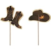 Wild West Cupcake Decor - Decorate 24 Cupcakes with Cowboy Boot and Hat Picks!